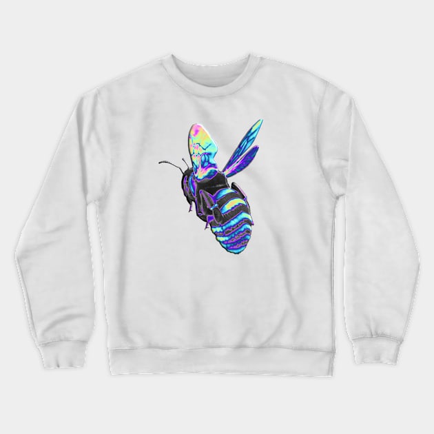 Holographic Blue Bee Crewneck Sweatshirt by dinaaaaaah